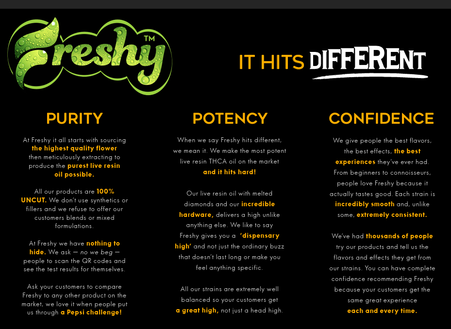 Freshy Budtender/ Customer Education Card
